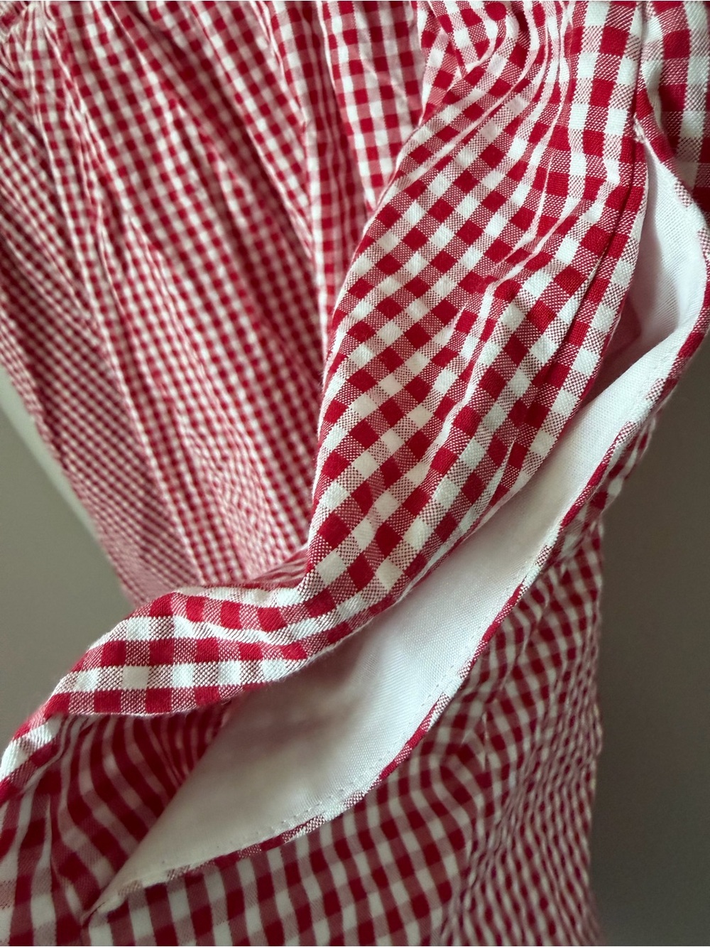 Red Gingham Spaghetti Strap cotton Midi Dress - Picture 6 of 6